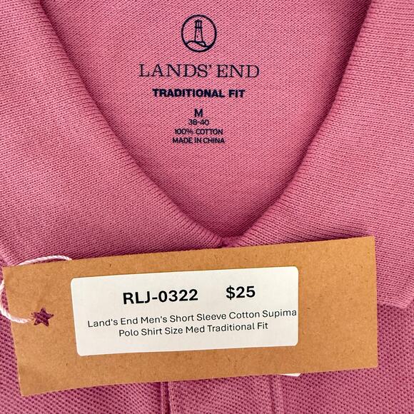 Land's End Men's Short Sleeve Cotton Supima Polo Shirt - Picture 3 of 5